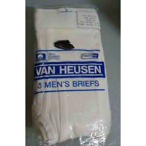 NOS Vtg 70s White Combed Cotton Sanforset Van Heusen Briefs sz 34 Oldstock